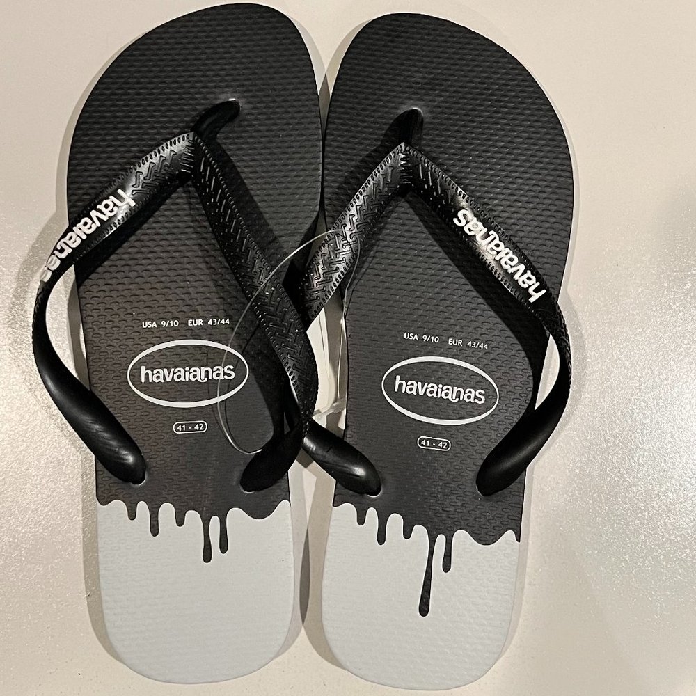 Havaianas Men's Drip Black Flip Flop Sandal Size 9/10